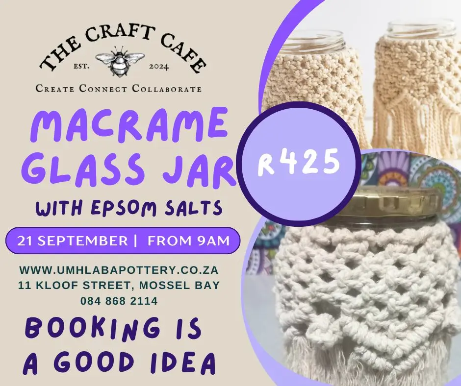 macrame jar with epsom salts